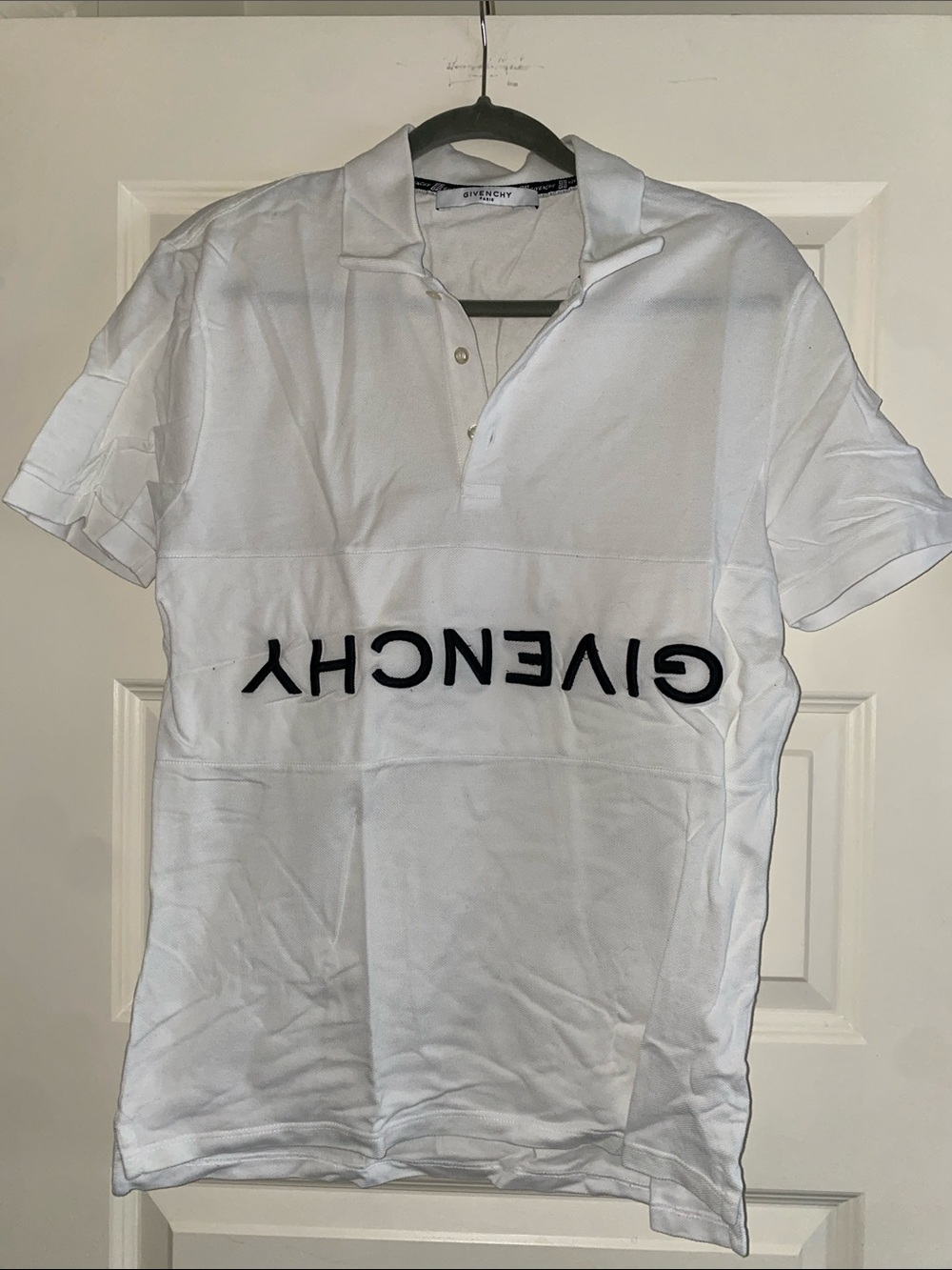 Givenchy White Polo with Inverted Black Logo